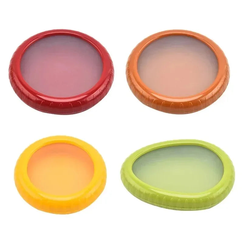Fruit and Vegetable Preserves Clear Lid Containers - Red Green Orange Yellow Sealed Keepers for Avocado Tomato Onion Lemon