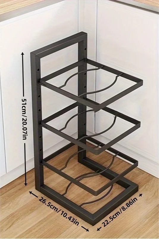 Adjustable Pot & Pan Rack β Heavy-Duty Carbon Steel Organizer