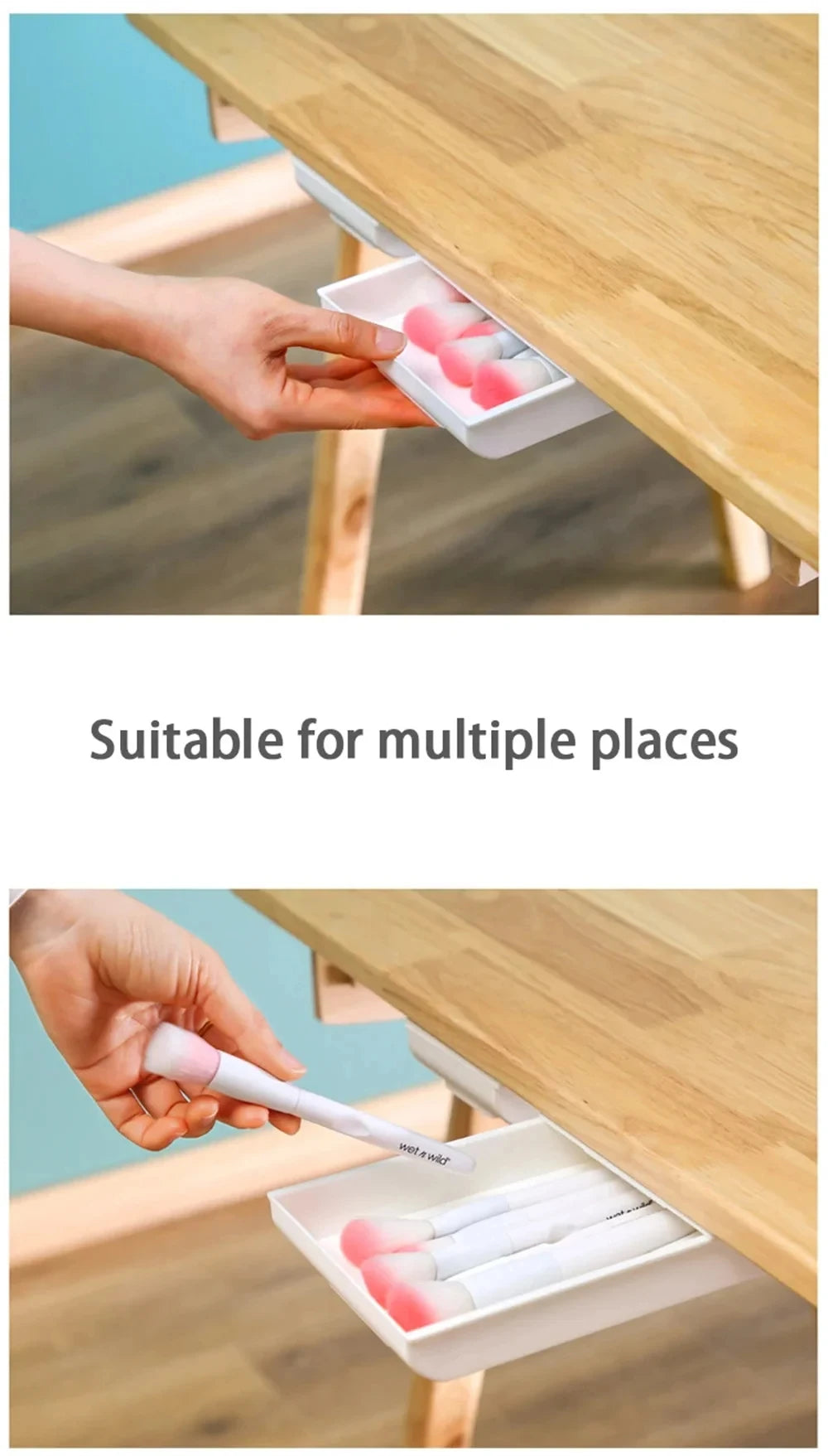 ✏️ Hidden Under-Desk Drawer ✨ Self-Adhesive Storage Box for Stationery & More