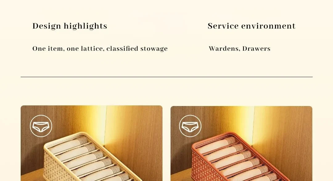 ๐ Foldable Multi-Grid Underwear & Sock Organizer โ Sturdy Non-Woven Drawer Storage Box