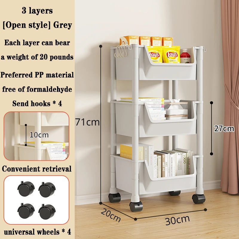 π 5-Tier Rolling Bookshelf β Portable Corner Storage Rack with Wheels ποΈπ
