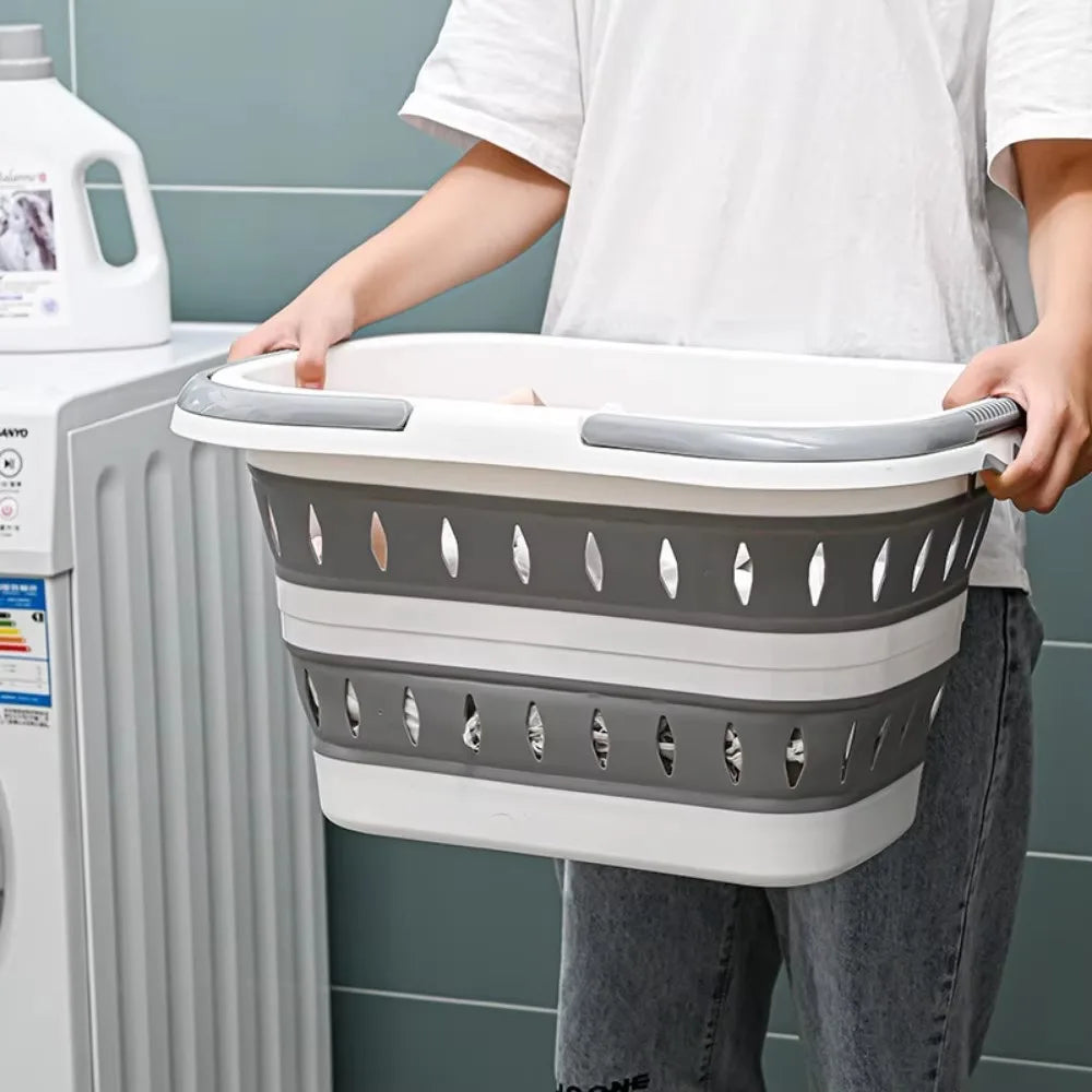 🧺 Foldable Silicone Laundry Basket – Portable Dirty Clothes Bin for Bathroom 🚿