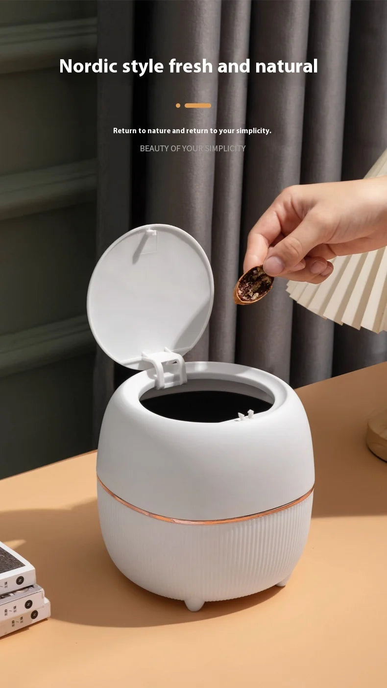 ποΈ Mini Desktop Trash Can β Pop-Up Lid Storage Bin for Coffee Tables & Office Desks β¨