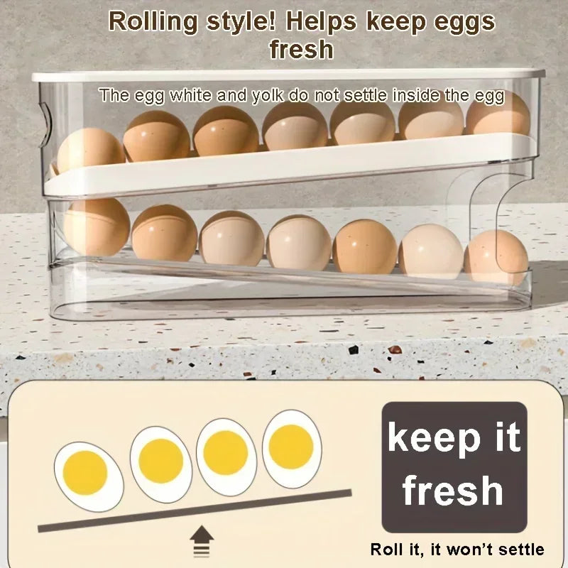 π₯ Double-Layer Rolling Egg Storage Box β Refrigerator Organizer π₯