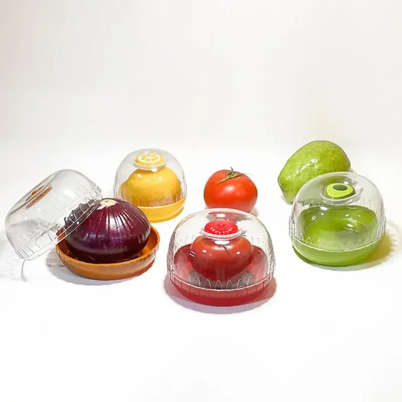 Refrigerator crisper storage box for vegetables and fruits like onion, avocado, and tomato