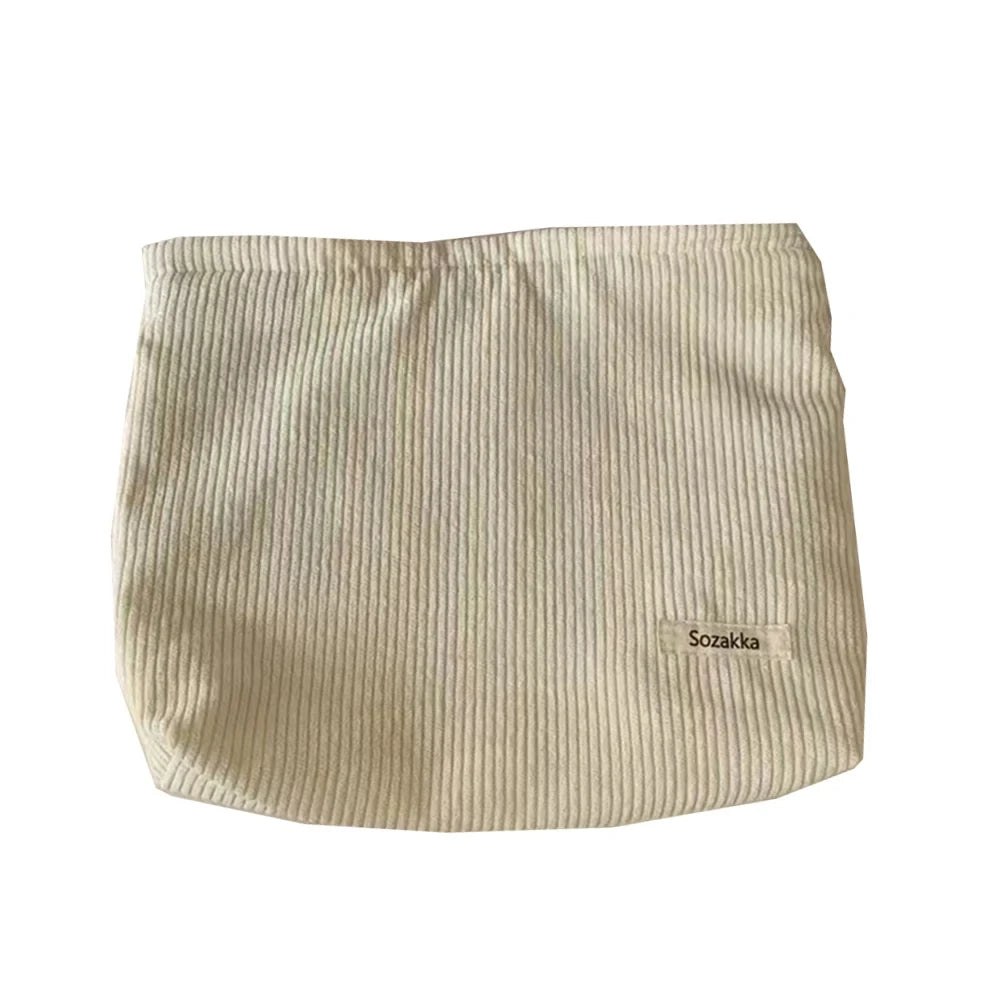 ๐ผ Corduroy Cosmetic Travel Bag โ Soft Zipper Makeup Pouch for Women (Large Capacity)