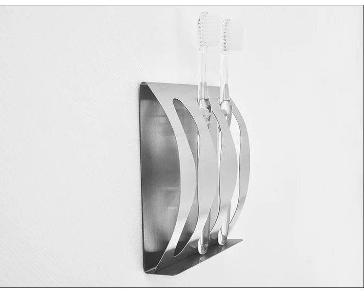 🧼 Wall Mounted Stainless Steel Toothbrush & Razor Holder – Self-Adhesive Bathroom Organizer