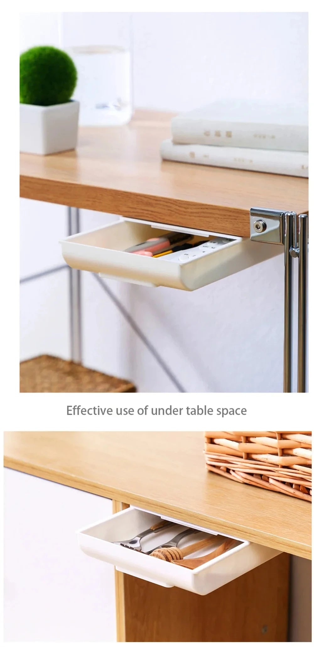 ✏️ Hidden Under-Desk Drawer ✨ Self-Adhesive Storage Box for Stationery & More