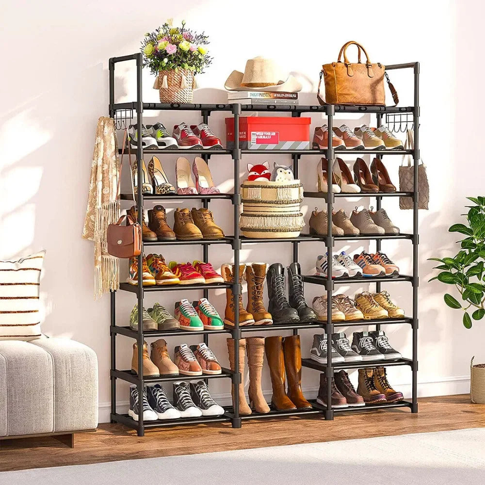 π Multi-Layer Shoe Rack with Hooks β Large Capacity, Modular & Detachable Design