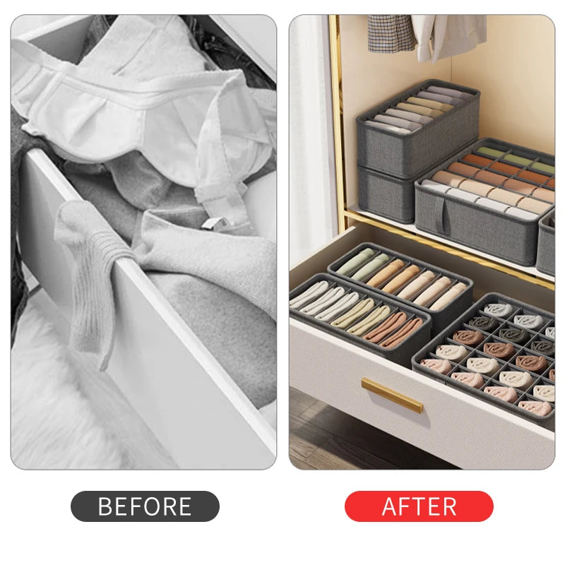 π§Ί Foldable Drawer Organizer Box β 1/6/7/20-Grid Storage for Underwear, Socks & Bras