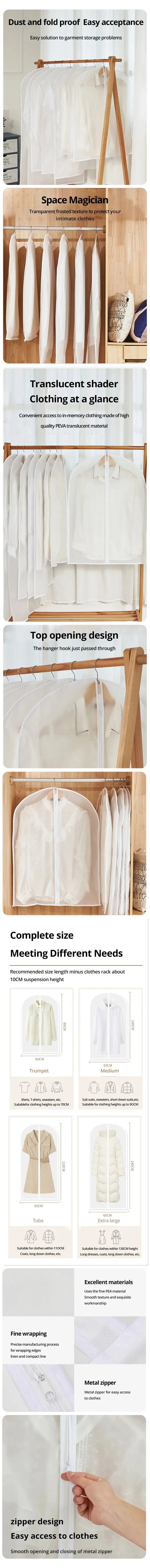 ๐ Transparent Dustproof Clothes Cover โ Waterproof PEVA Hanging Garment Bags (3/4PCS Set)
