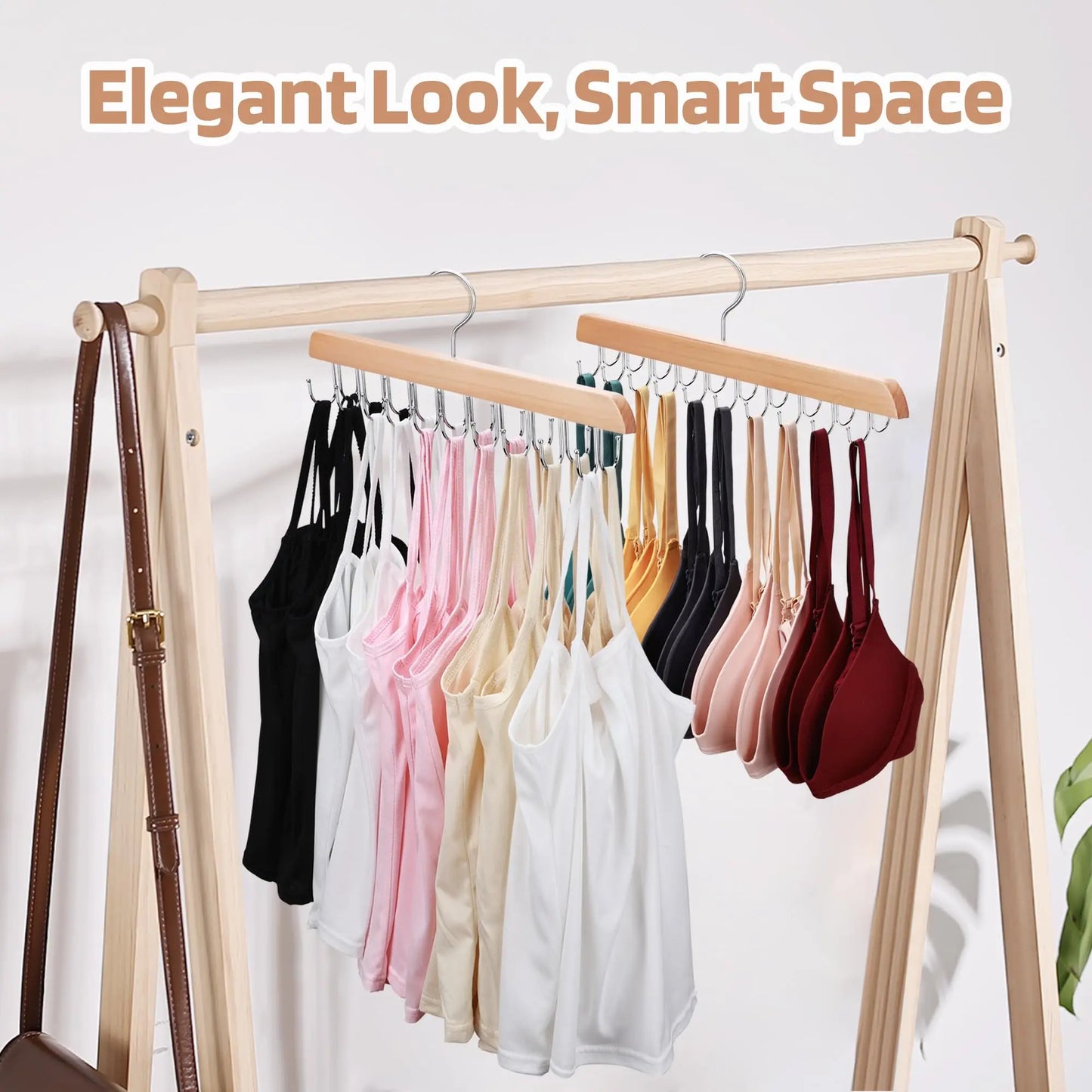 π Wooden Hanger with 20 Foldable Hooks β Space-Saving Belt & Accessory Organizer