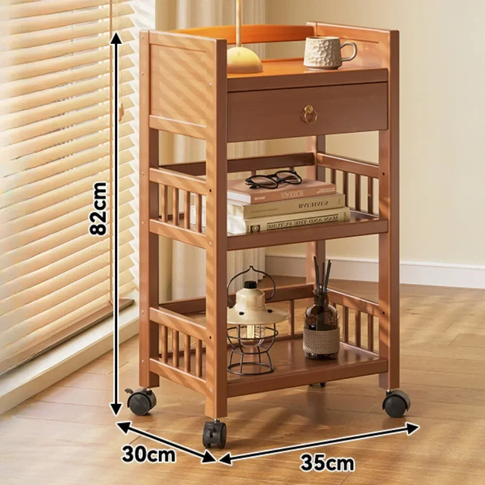 πͺ΅ Wooden 3-Tier Storage Rack β Rolling Organizer for Kitchen & Living Room ποΈπ