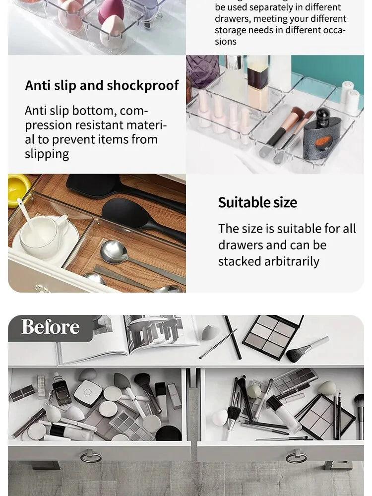 ๐๏ธ Crystal-Clear Drawer Organizers โ Tidy Up in Style, One Bin at a Time! โจ