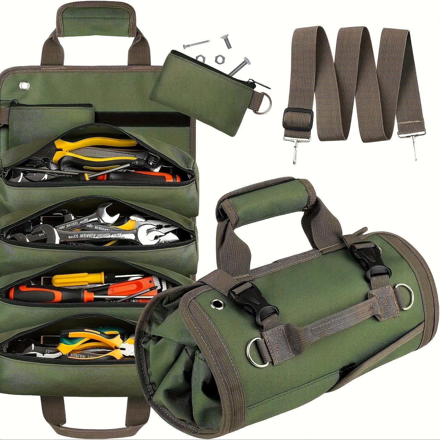 Multifunctional Electrician Tool Roll – Heavy-Duty Nylon Organizer for Mechanics & DIY