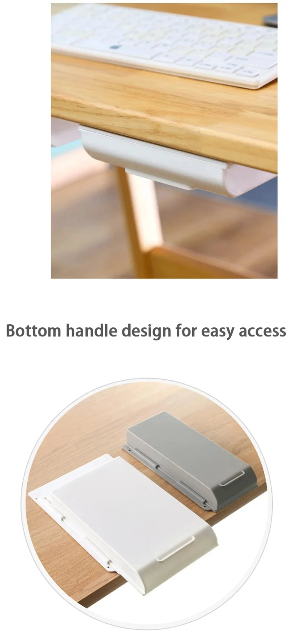 ✏️ Hidden Under-Desk Drawer ✨ Self-Adhesive Storage Box for Stationery & More