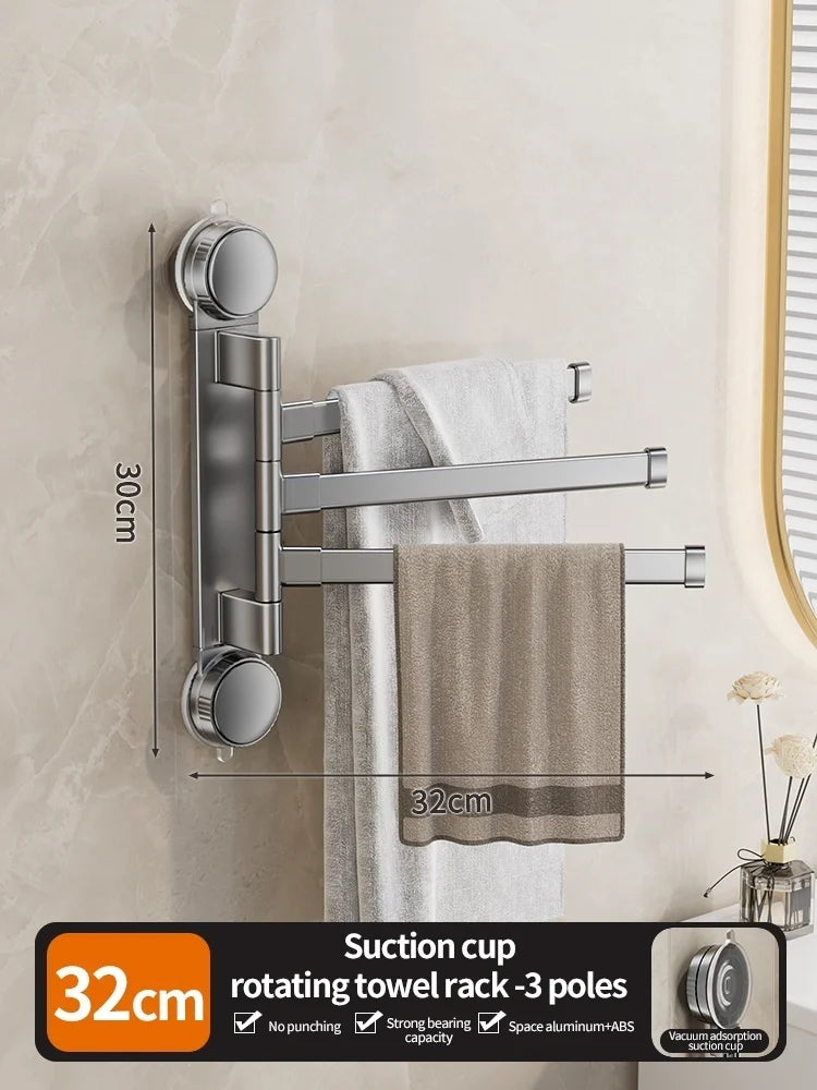 ๐ซ๐ฉ No-Drill Rotating Suction Towel Rack โ Foldable Double Bars ๐ฟ