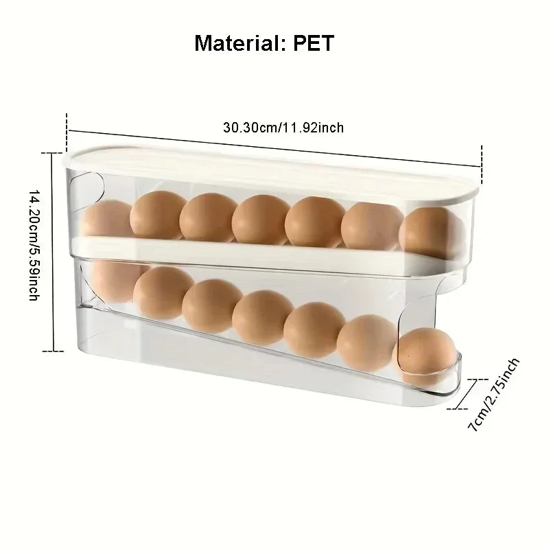 π₯ Double-Layer Rolling Egg Storage Box β Refrigerator Organizer π₯