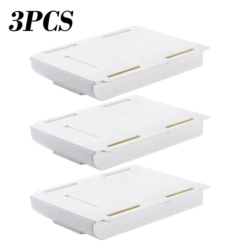✏️ Hidden Under-Desk Drawer ✨ Self-Adhesive Storage Box for Stationery & More