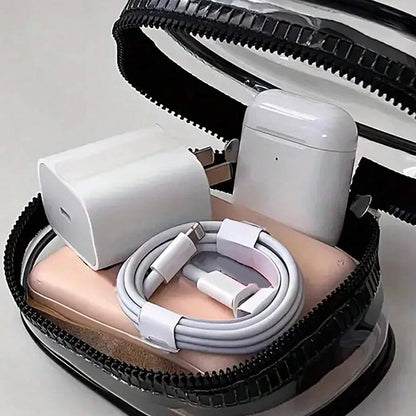 🎧 Portable Mini Clear Zipper Storage Bag – Compact & Waterproof Organizer With Keychain 🔑