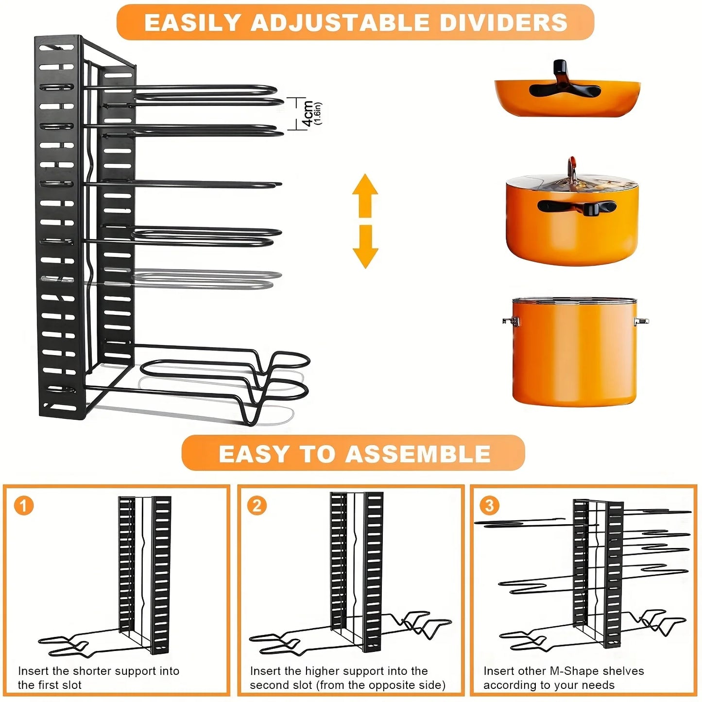 🍲 8-Tier Pot Rack Organizer – Durable Metal Kitchen Storage Stand 🍲
