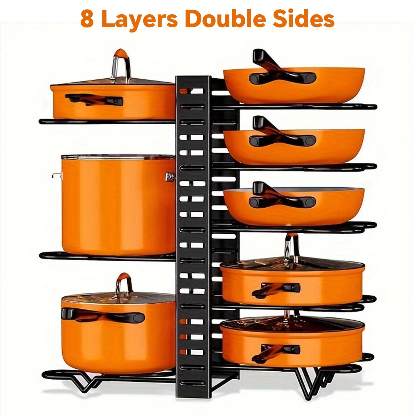 🍲 8-Tier Pot Rack Organizer – Durable Metal Kitchen Storage Stand 🍲