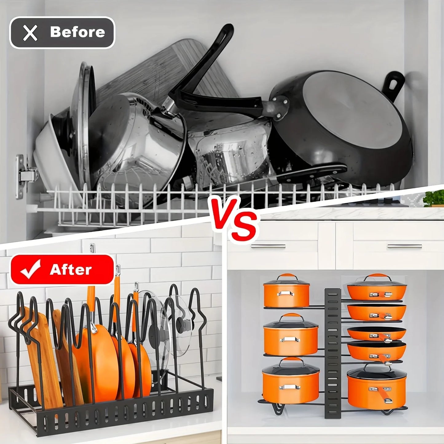 🍲 8-Tier Pot Rack Organizer – Durable Metal Kitchen Storage Stand 🍲
