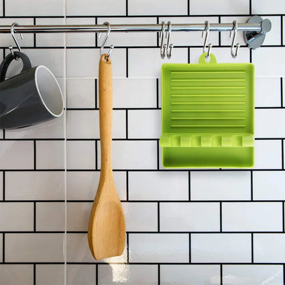 Kitchen utensil holder rack with non-slip pad for forks, spoons, spatulas, and chopsticks
