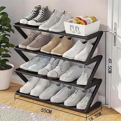 👟 4-Tier Z-Shaped Shoe Rack – No-Tool Stackable Storage for Home, Dorm & Entryway