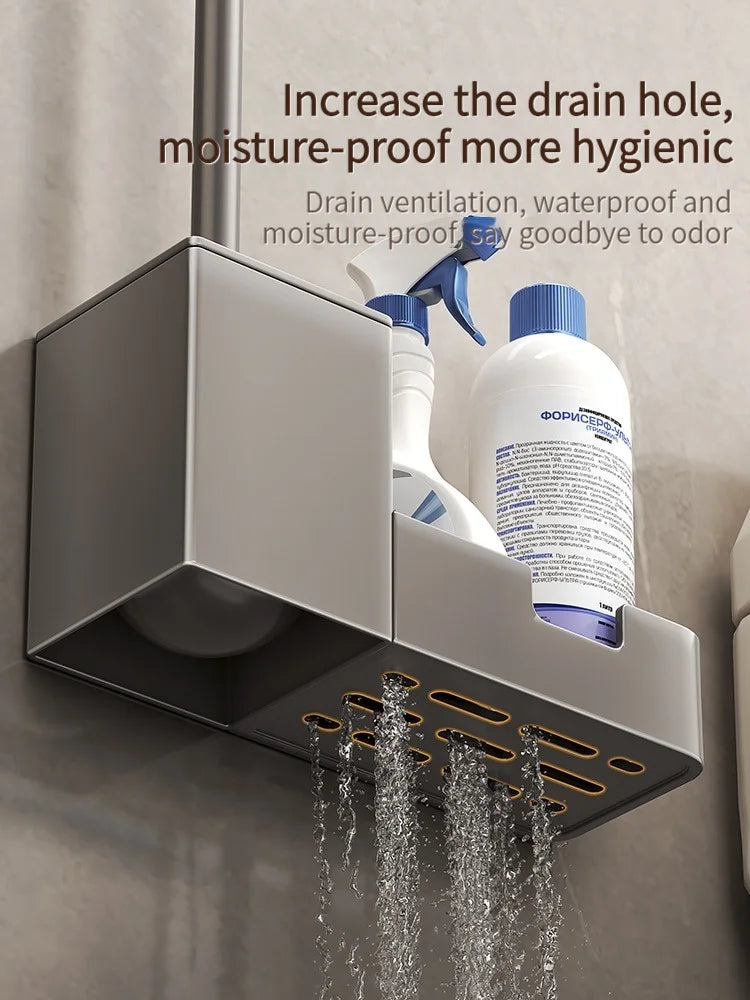 🧻 Punch-Free Bathroom Toilet Shelf & Brush Holder 🛁