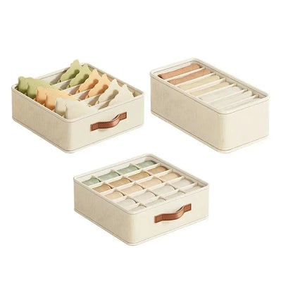👕 Foldable Multi-Grid Underwear & Sock Organizer – Sturdy Non-Woven Drawer Storage Box