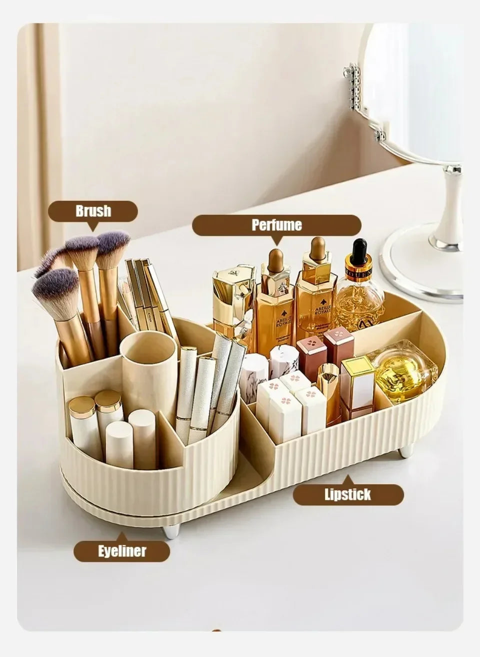 💄 360° Rotating Makeup Organizer – Large Capacity Cosmetic Storage Box 🔄