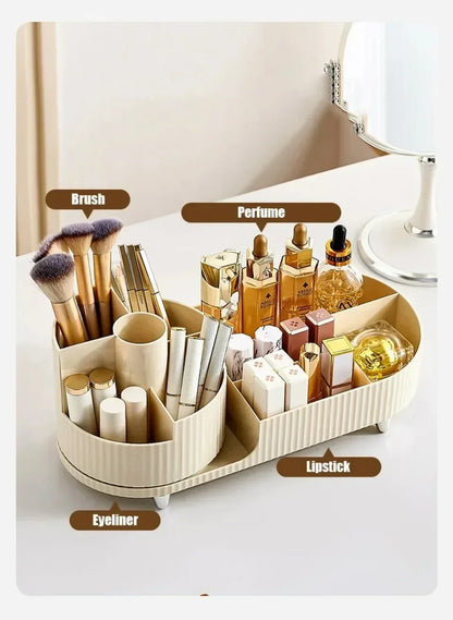 💄 360° Rotating Makeup Organizer – Large Capacity Cosmetic Storage Box 🔄
