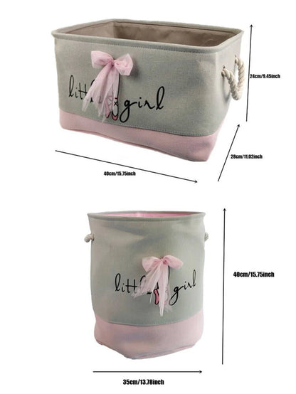 🎀 Pink Canvas Storage Basket – Foldable Laundry & Toy Bin 🎀