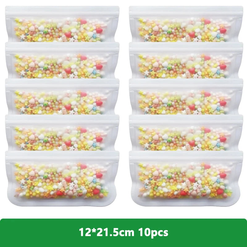 Reusable Food Storage Bags – Freezer & Ziplock Set – 1/5/10 Pcs
