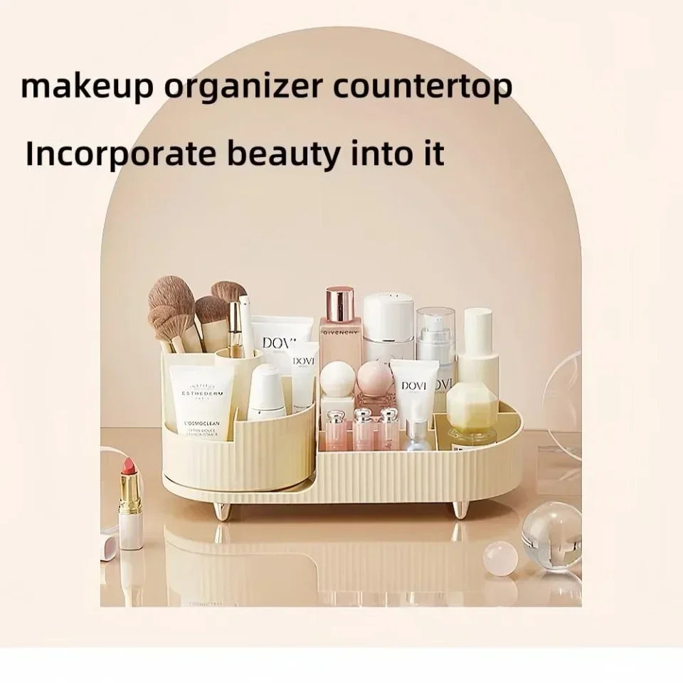 💄 360° Rotating Makeup Organizer – Large Capacity Cosmetic Storage Box 🔄