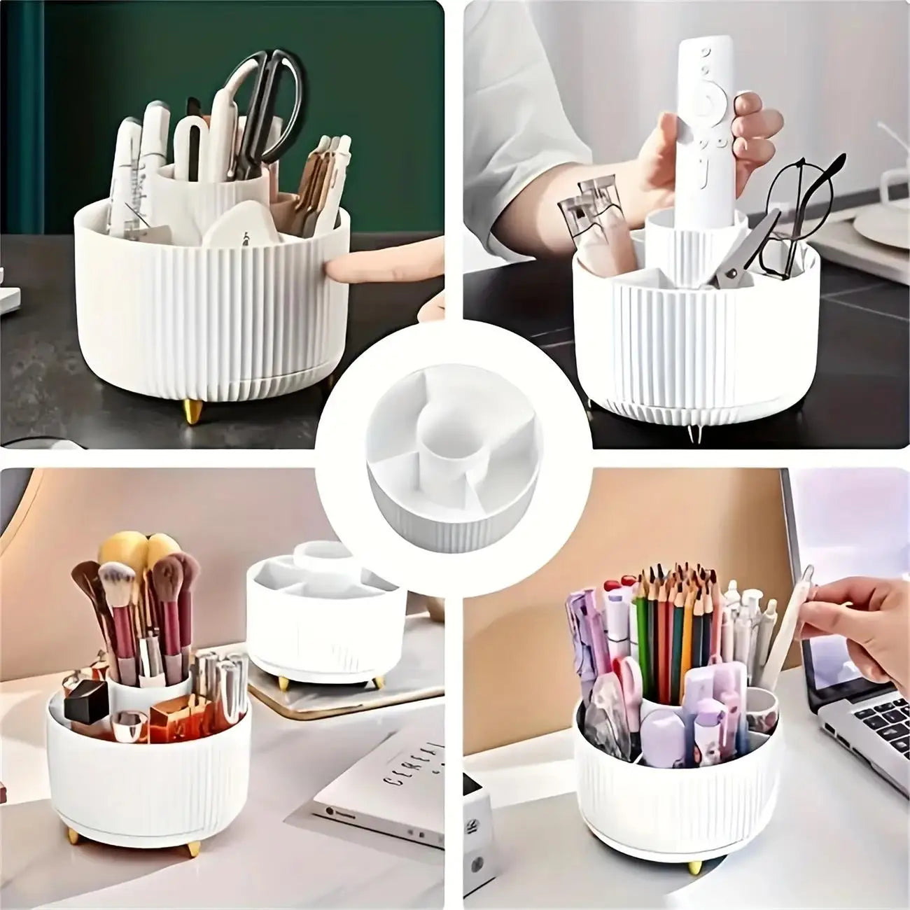 🌀 360° Rotating Makeup Storage Box – Cosmetic, Brush & Desk Organizer