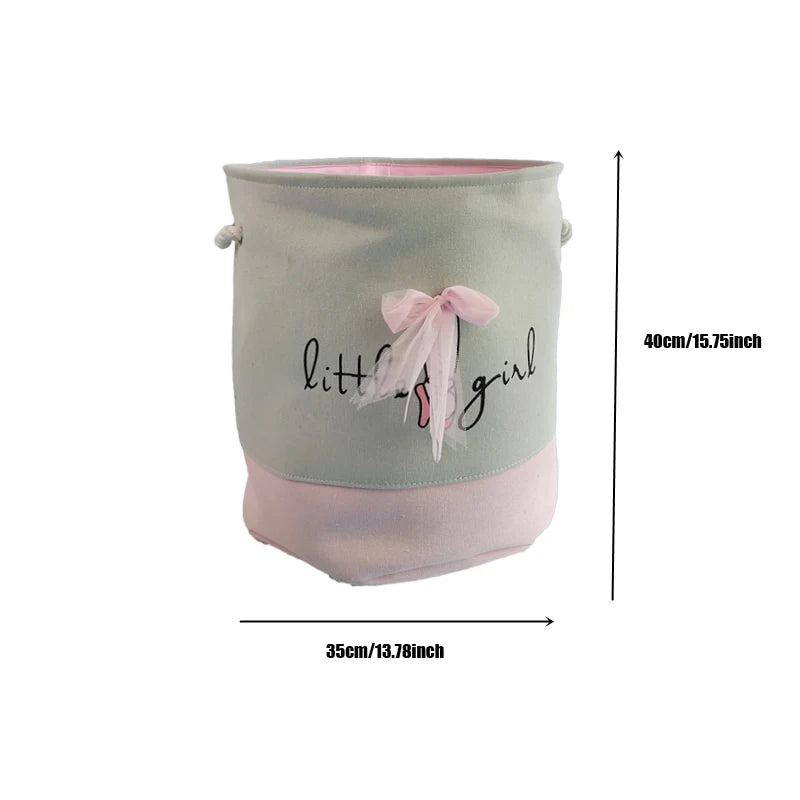 🎀 Pink Canvas Storage Basket – Foldable Laundry & Toy Bin 🎀