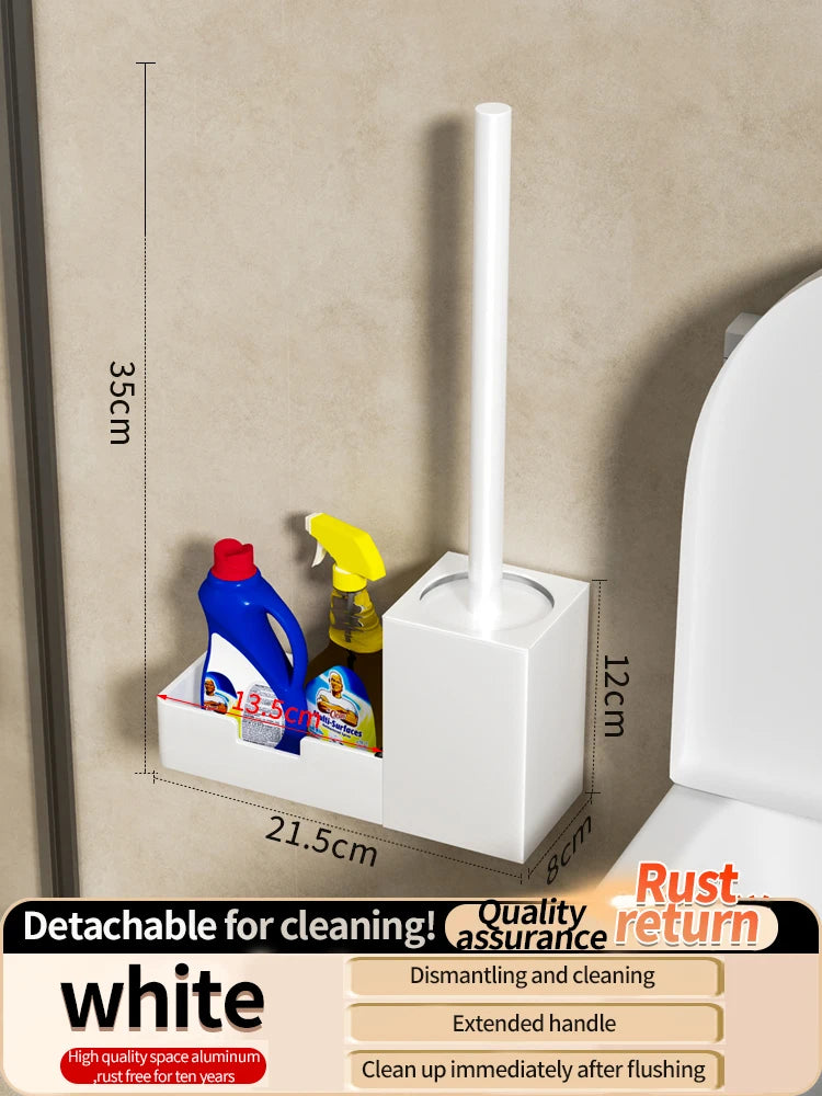 🧻 Punch-Free Bathroom Toilet Shelf & Brush Holder 🛁