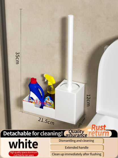 🧻 Punch-Free Bathroom Toilet Shelf & Brush Holder 🛁