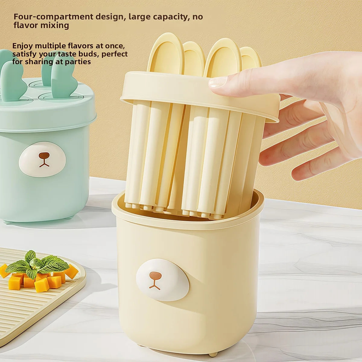 🍧 4-Grid Silicone Popsicle Molds – BPA-Free Reusable Ice Cream Maker for Kids & Adults 🍦