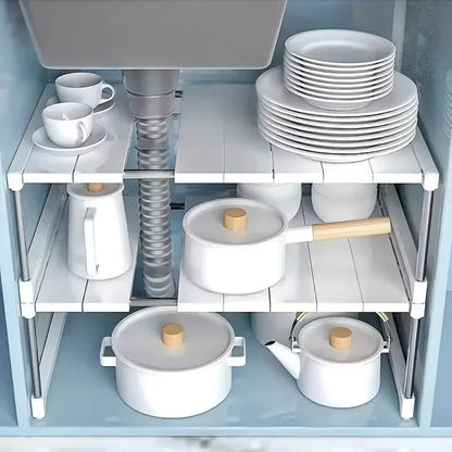 Stackable Telescopic Storage Rack – Closet & Sink Organizer
