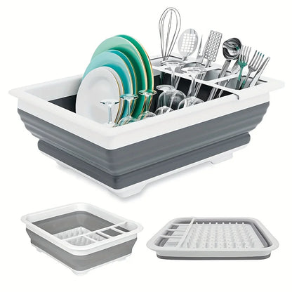 🍽️ Foldable Dish Drying Rack with Utensil Holder – Collapsible & Space-Saving