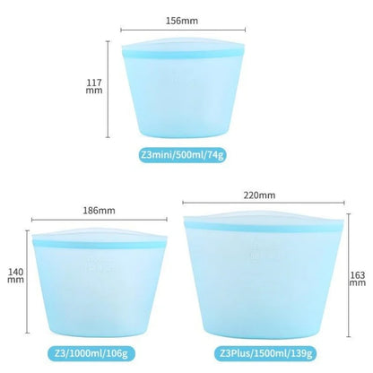 🛍️ Silicone Storage Bags – Reusable Food Grade Leakproof Set 🛍️