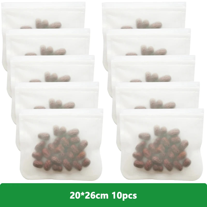 Reusable Food Storage Bags – Freezer & Ziplock Set – 1/5/10 Pcs