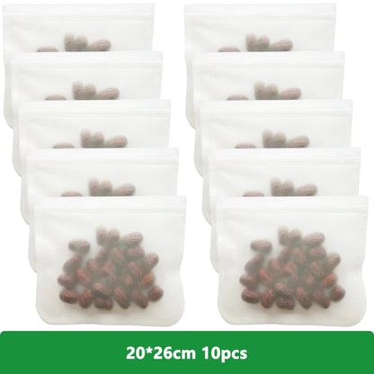 Reusable Food Storage Bags – Freezer & Ziplock Set – 1/5/10 Pcs