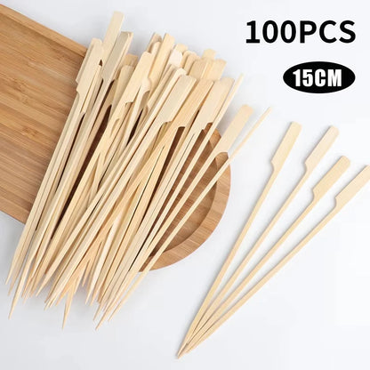 🍢 Bamboo Skewers – 100Pcs 15CM BBQ Sticks for Party & Camping 🍢