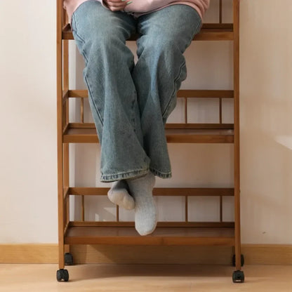 🪵 Wooden 3-Tier Storage Rack – Rolling Organizer for Kitchen & Living Room 🛋️🚚