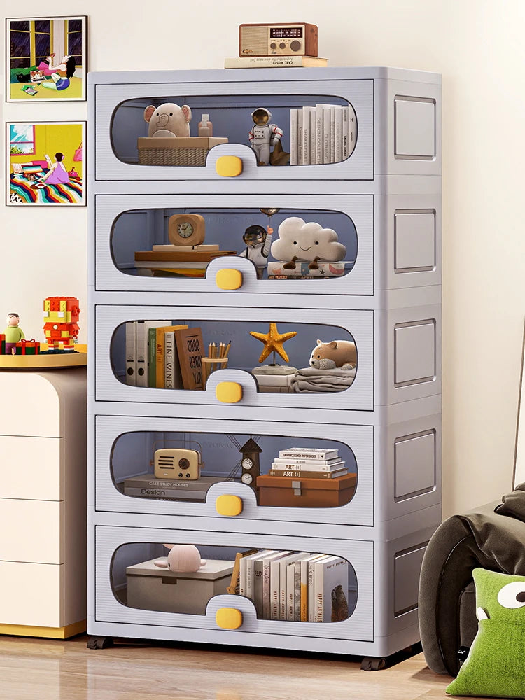 60cm Extra Large Flip-Top Storage Cabinet with Wheels – Multi-Layer Organizer