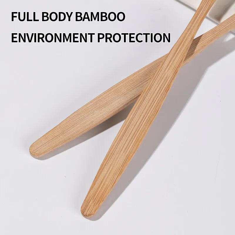 🪥 Bamboo Toothbrush Set – 10Pcs Eco-Friendly Wooden Brushes 🪥